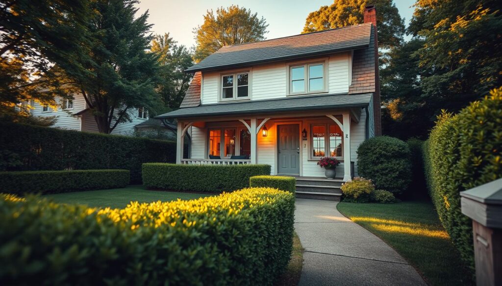 A cozy, two-story house nestled in a lush, verdant suburban neighborhood, the residence of Piotr Gąsowski exudes an air of warmth and tranquility. Captured through the lens of an iPhone 16 Pro Max, the image showcases the home's charming exterior, with its neatly trimmed hedges, a well-manicured lawn, and a welcoming porch adorned with potted plants. The warm, golden hues of the afternoon sunlight cast a soft glow over the scene, highlighting the house's inviting atmosphere. The camera angle provides a balanced, eye-level perspective, allowing the viewer to fully immerse themselves in the serene, homely ambiance of Piotr Gąsowski's abode.